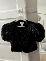 Sequin Puff-Sleeve Top