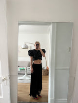 Sequin Puff-Sleeve Top